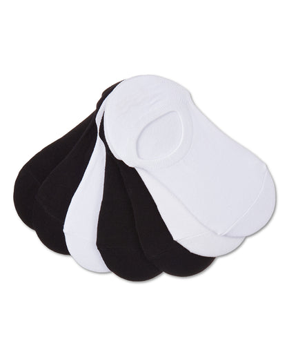Women's 7 Pair Pack Cotton Blend No Show Sneaker Liners : Color: White-Black