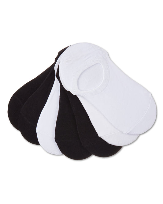 Women's 7 Pair Pack Cotton Blend No Show Sneaker Liners : Color: White-Black