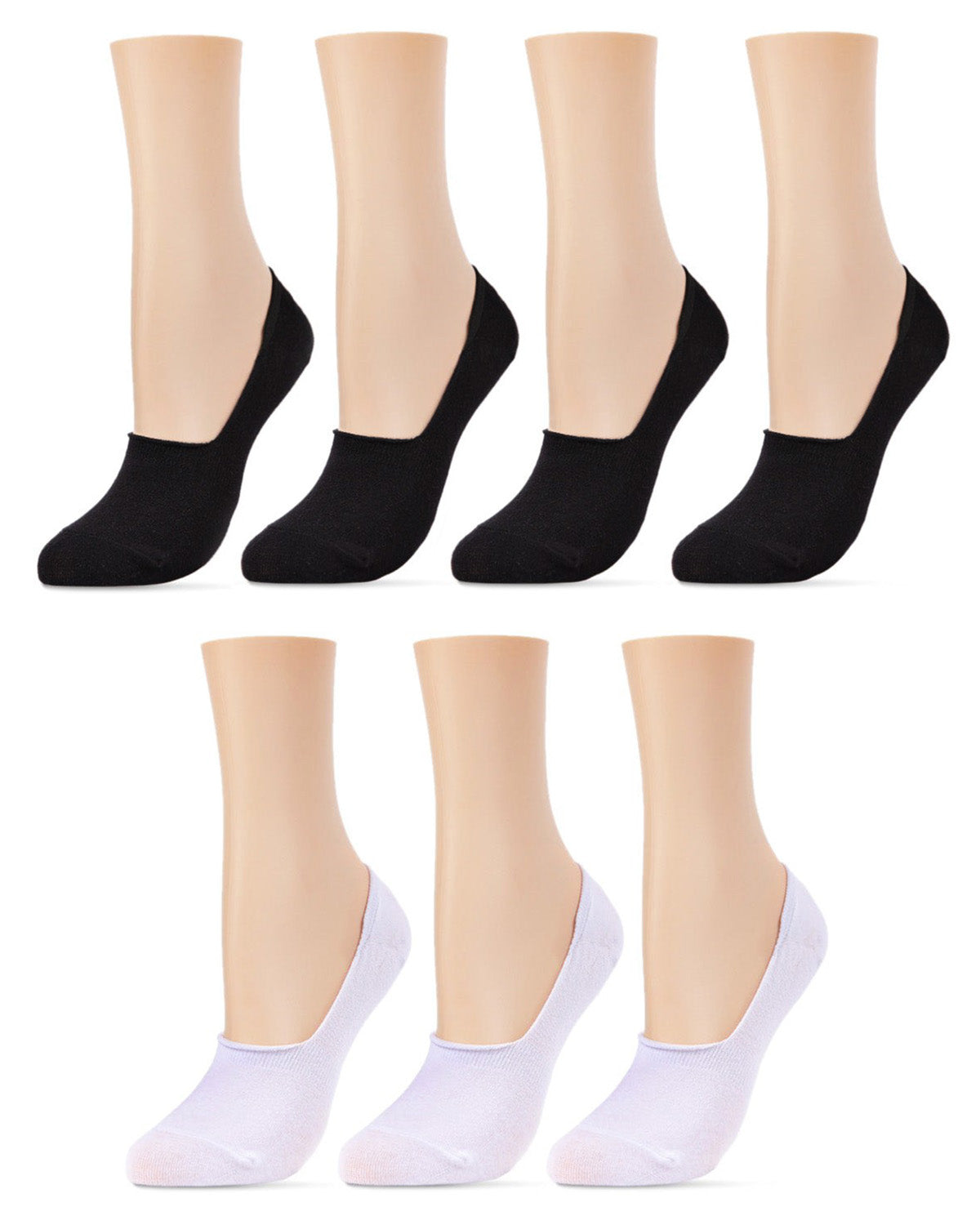 High-Cut Cotton Blend Sneaker Liner 7 Pack : Color: Black-White