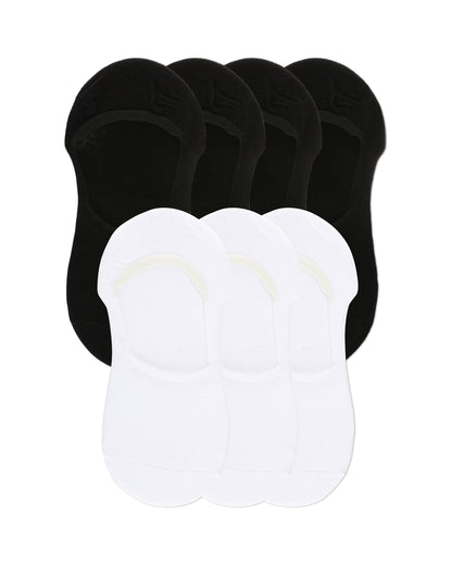 High-Cut Cotton Blend Sneaker Liner 7 Pack : Color: Black-White