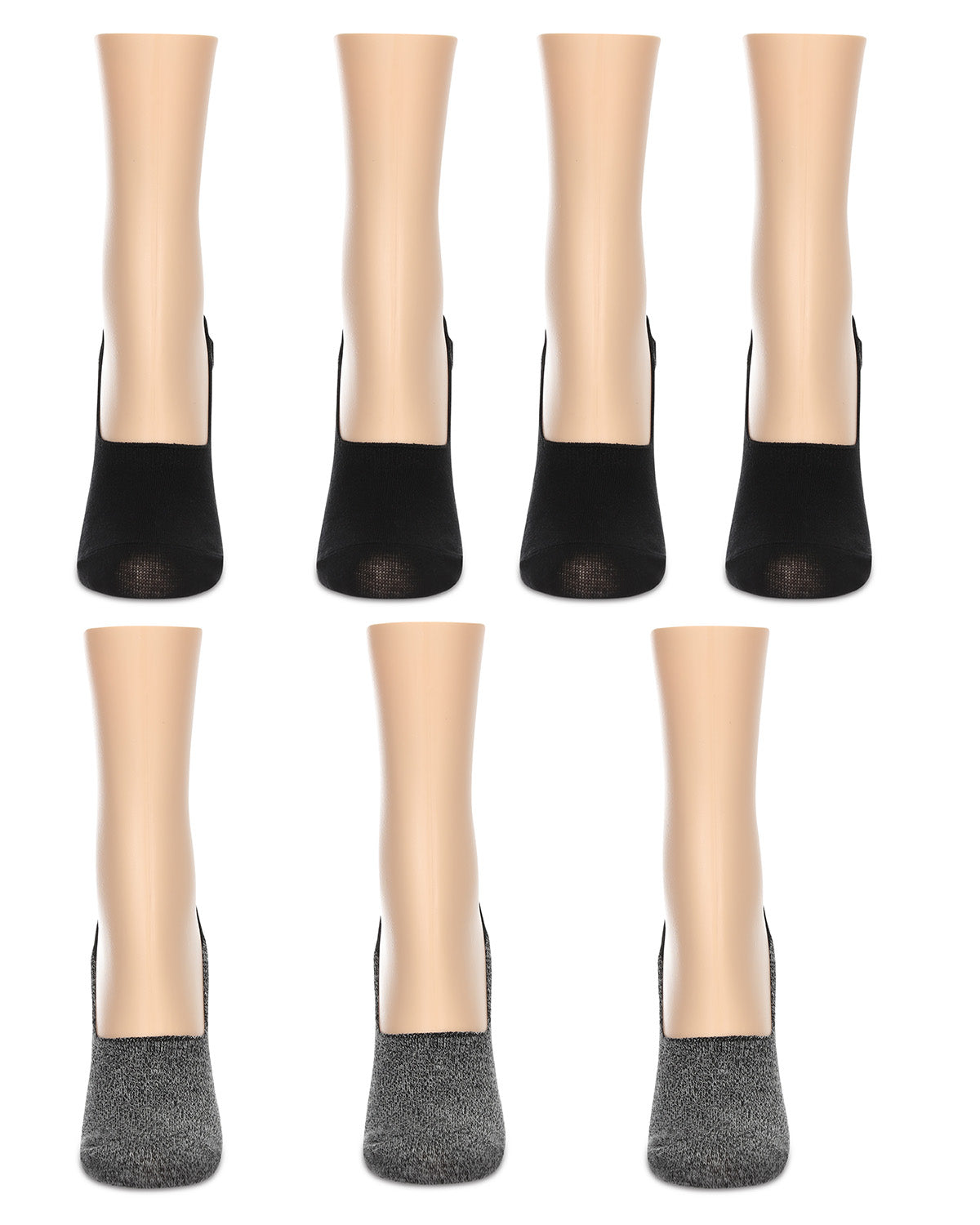 High-Cut Cotton Blend Sneaker Liner 7 Pack : Color: Gray/White/Black