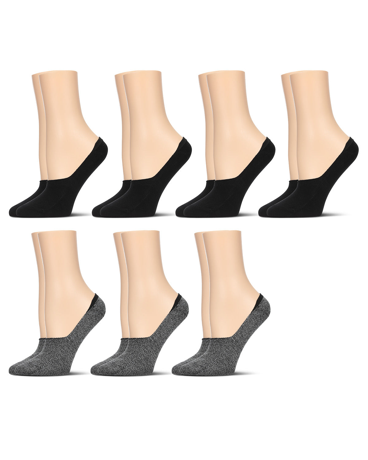 High-Cut Cotton Blend Sneaker Liner 7 Pack : Color: Black Marled