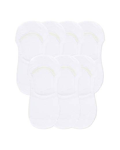 High-Cut Cotton Blend Sneaker Liner 7 Pack : Color: White