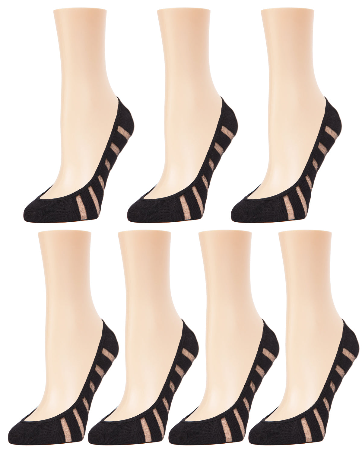 Women's 7 Pair Pack Breathable/Solid Micro Liner Socks : Color: Black