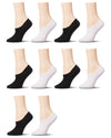 Women's 10 Pair Pack Cotton Blend No Show Sneaker Liners : Color: White-Black