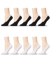 Women's 10 Pair Pack High Cut Sneaker Liners : Color: White-Black