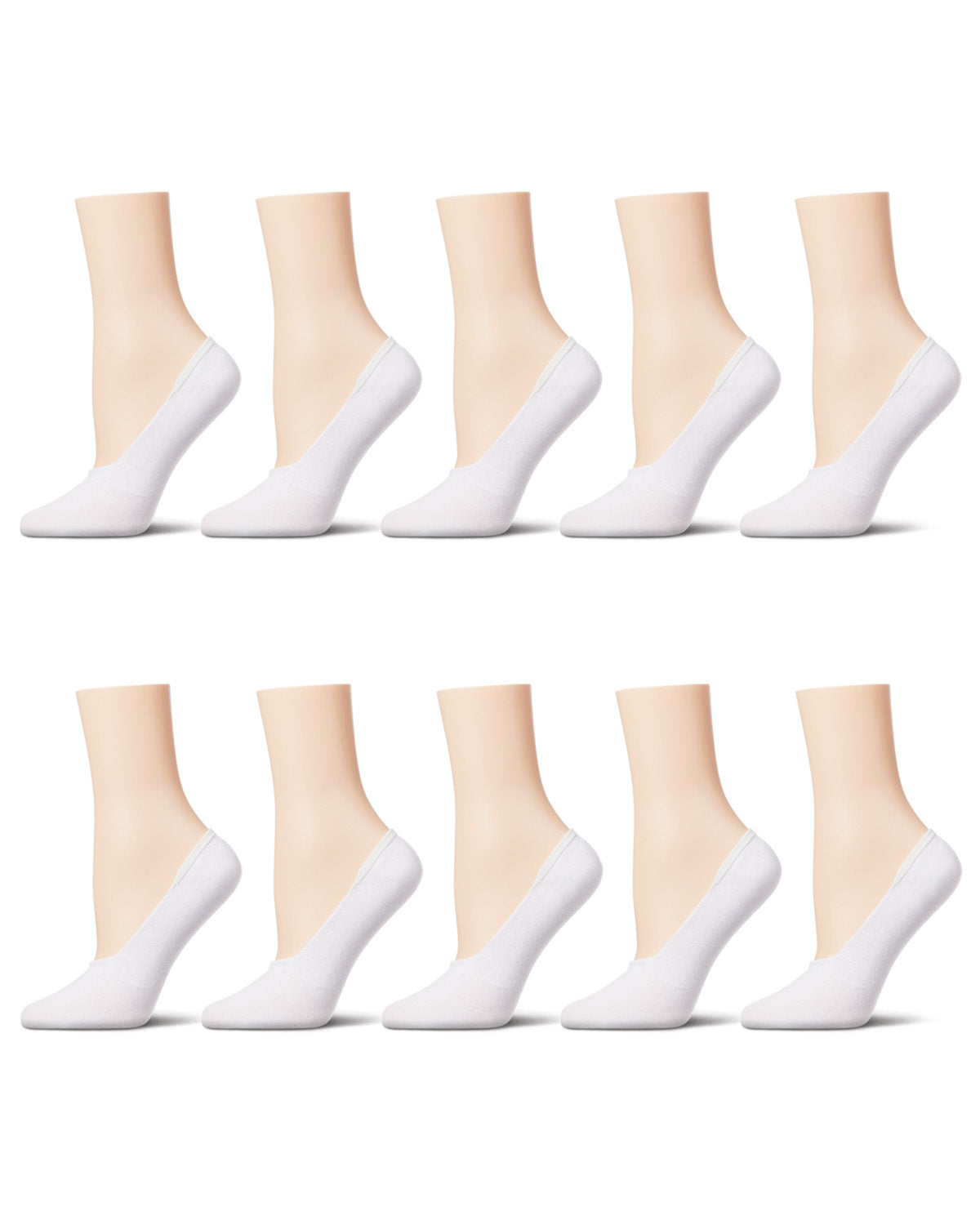 Women's 10 Pair Pack High Cut Sneaker Liners : Color: White