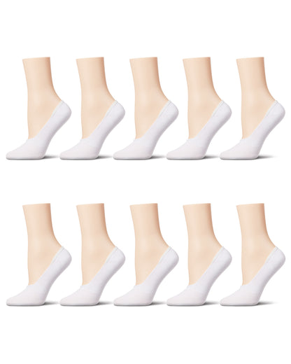Women's 10 Pair Pack High Cut Sneaker Liners : Color: White
