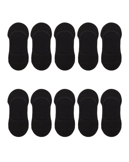 Women's 10 Pair Pack Cotton Blend Mid-Cut No-Show Liner Socks : Color: Gray-White-Black