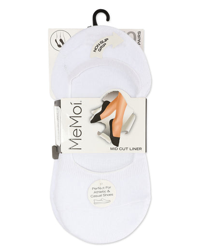 Women's 10 Pair Pack Cotton Blend Mid-Cut No-Show Liner Socks : Color: Gray-White-Black