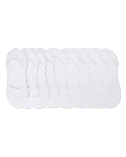 Women's 10 Pair Pack Cotton Blend Mid-Cut No-Show Liner Socks : Color: Gray-White-Black