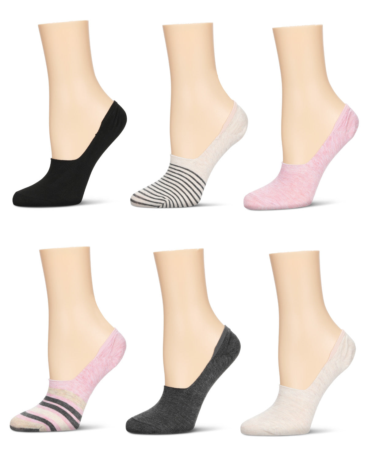 Women's 6 Pair Pack Cat No Show High Cut Liner Socks : Color: Pink Heather