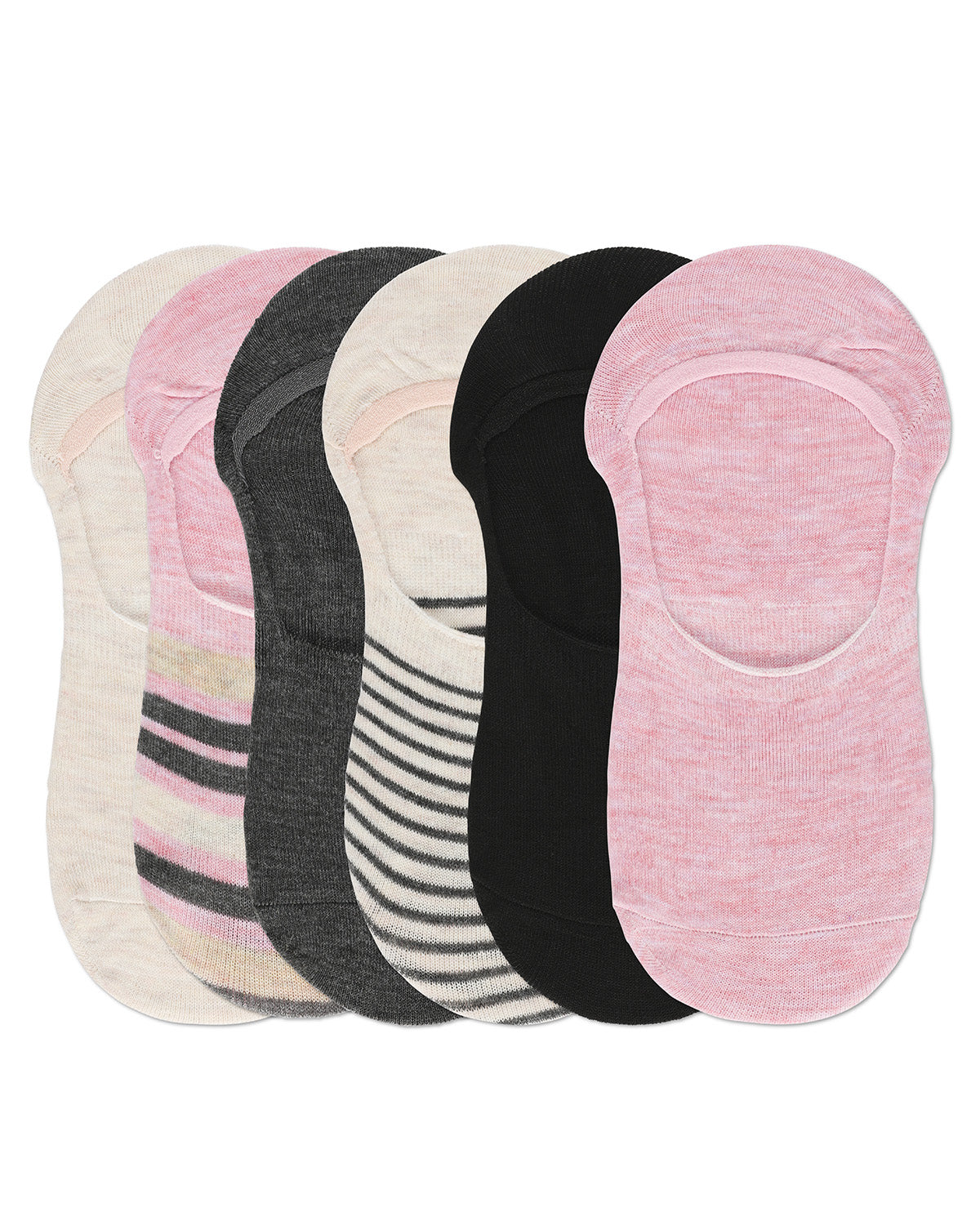 Women's 6 Pair Pack Cat No Show High Cut Liner Socks : Color: Pink Heather