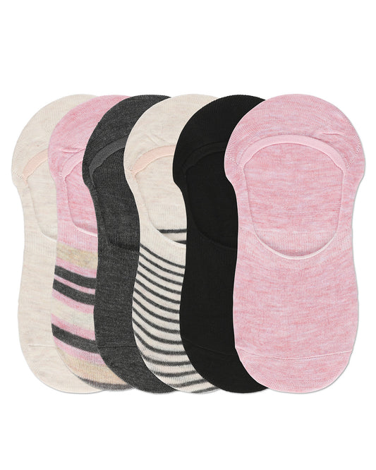 Women's 6 Pair Pack Cat No Show High Cut Liner Socks : Color: Pink Heather