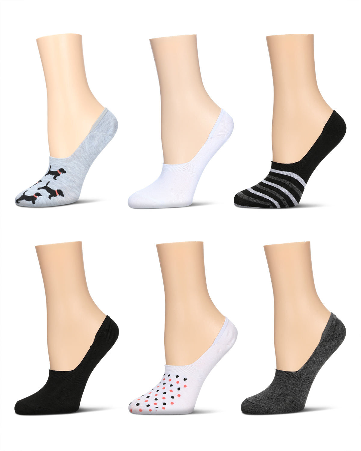 Women's 6 Pair Pack Dogs High Cut Liner Socks : Color: Lt Gray Heather