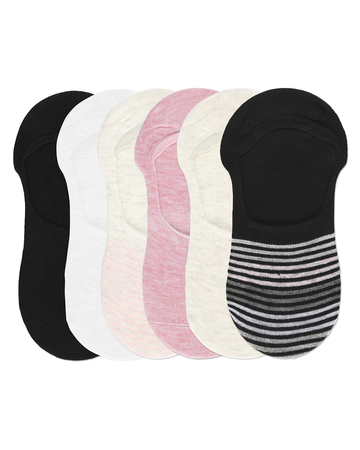 Women's 6 Pair Pack Gradient Stripes High Cut Liners : Color: Black