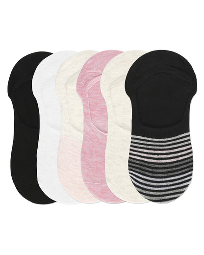 Women's 6 Pair Pack Gradient Stripes High Cut Liners : Color: Black