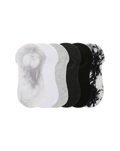 Women's 6 Pair Pack Tie Dye No Show Sneaker Liners : Color: Gray