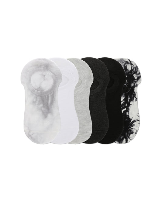 Women's 6 Pair Pack Tie Dye No Show Sneaker Liners : Color: Gray