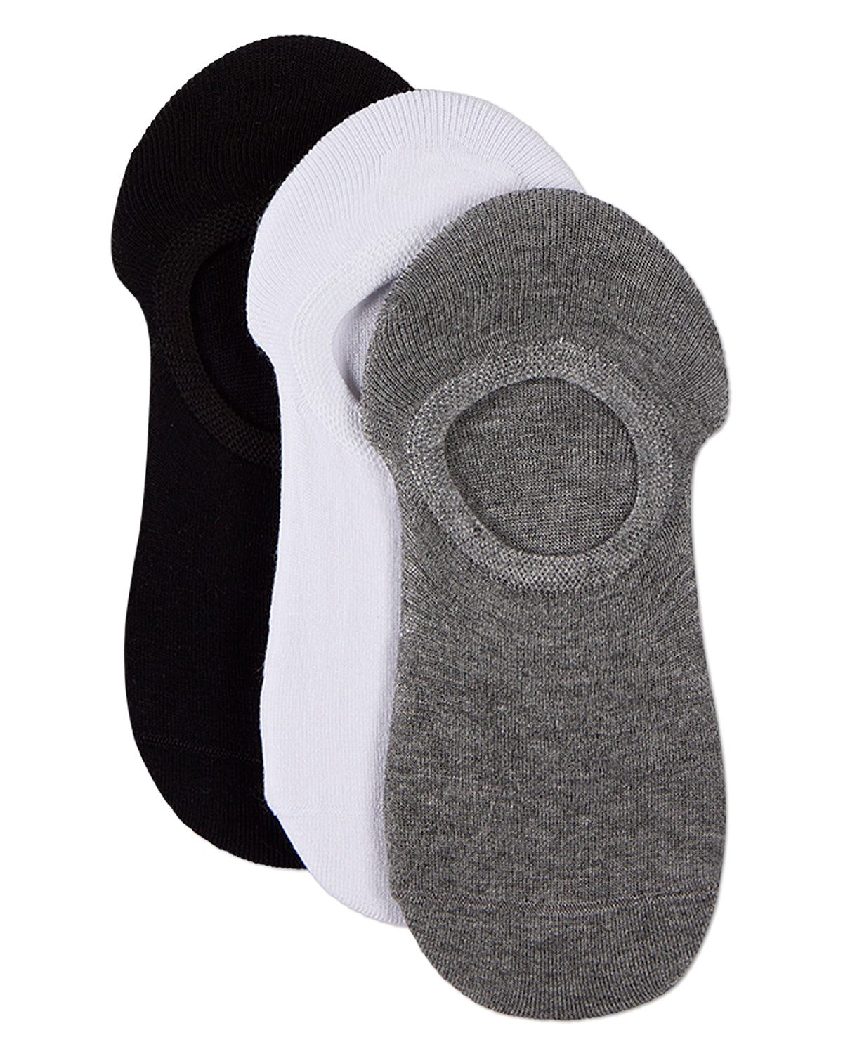 3 Pair Women's Silky-Soft No Show Rayon Blend Sneaker Liners : Color: Gray-White-Black