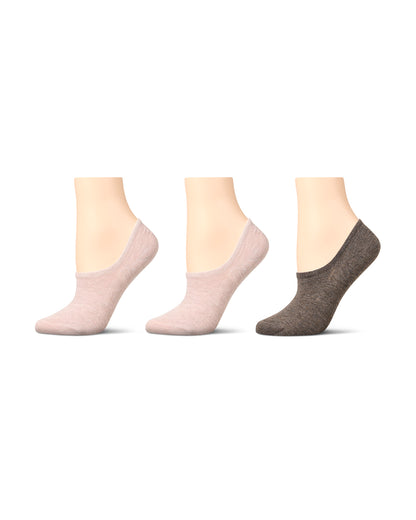 3 Pair Women's Silky-Soft No Show Rayon Blend Sneaker Liners : Color: Pink Heather Multi