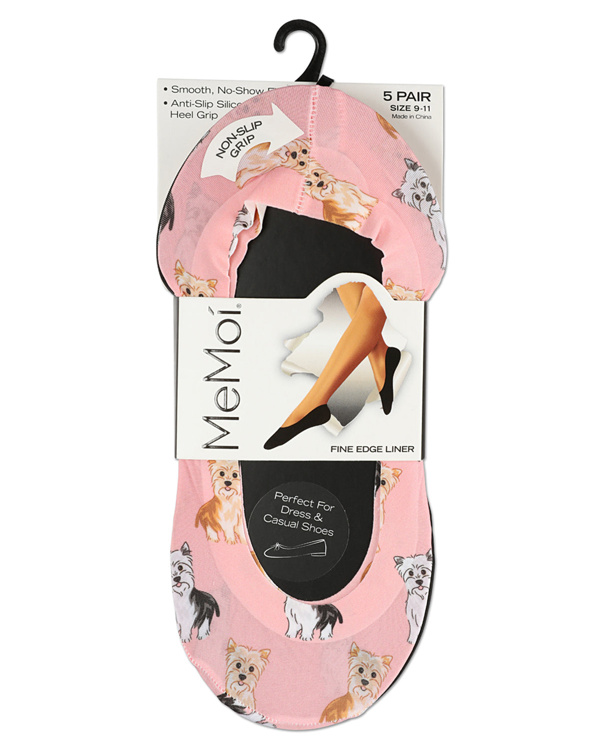 Women's 5 Pair Pack Dog Fine Edge No Show Liner Socks : Color: Pink Icing