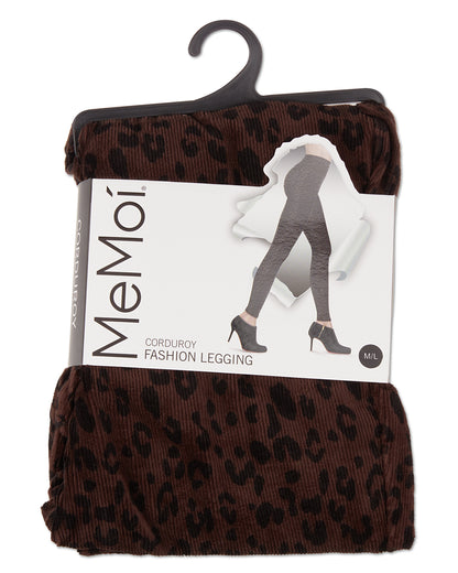 Brown Corduroy Cotton Blend Animal Print Leggings : Color: Brown