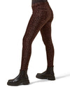 Brown Corduroy Cotton Blend Animal Print Leggings