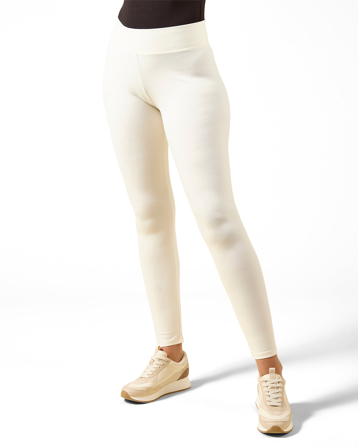 Women's Cotton Blend Basic Yoga Pants : Color: Ivory