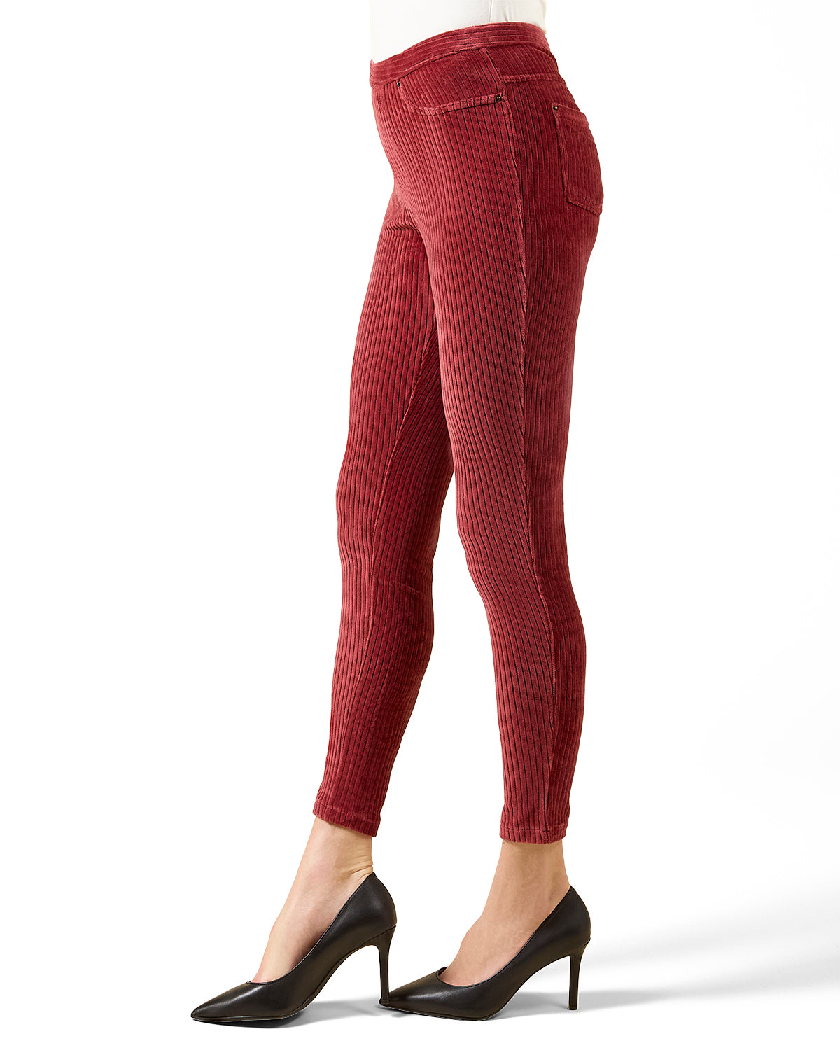 Wide-Rib Stretch Corduroy Leggings : Color: Fired Brick