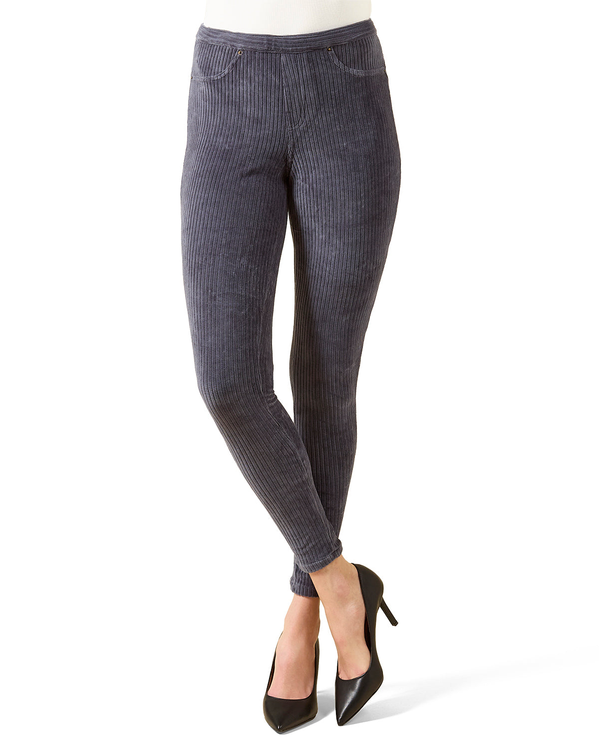 Wide-Rib Stretch Corduroy Leggings : Color: Slate Blue