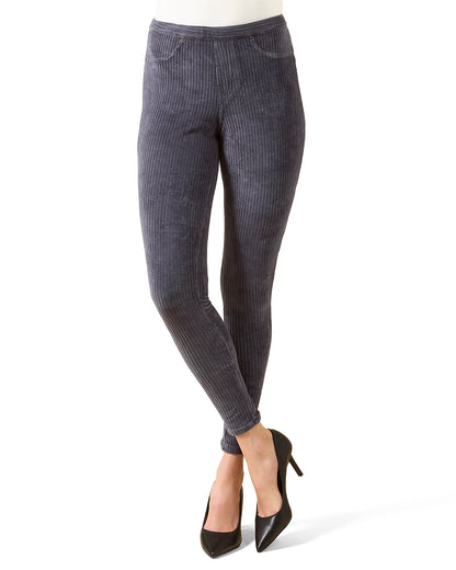Wide-Rib Stretch Corduroy Leggings : Color: Slate Blue