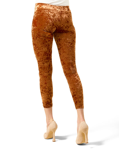 Crushed Velvet Stretch Leggings : Color: Acorn