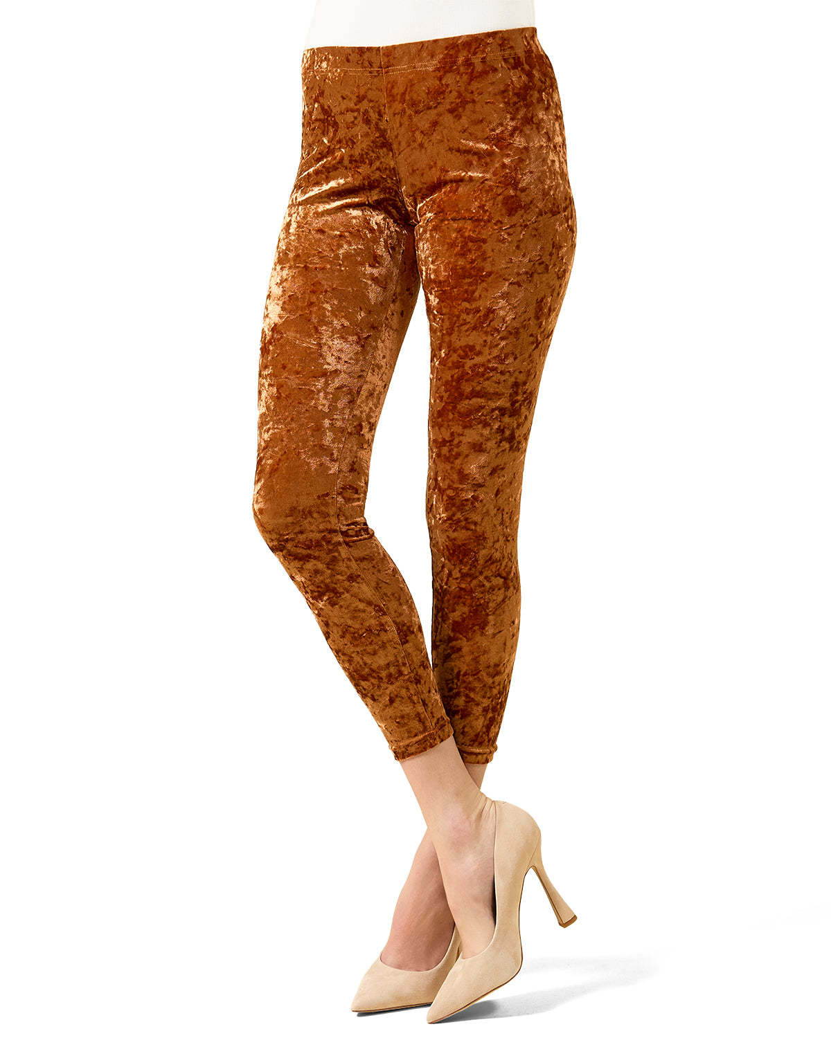 Crushed Velvet Stretch Leggings : Color: Acorn