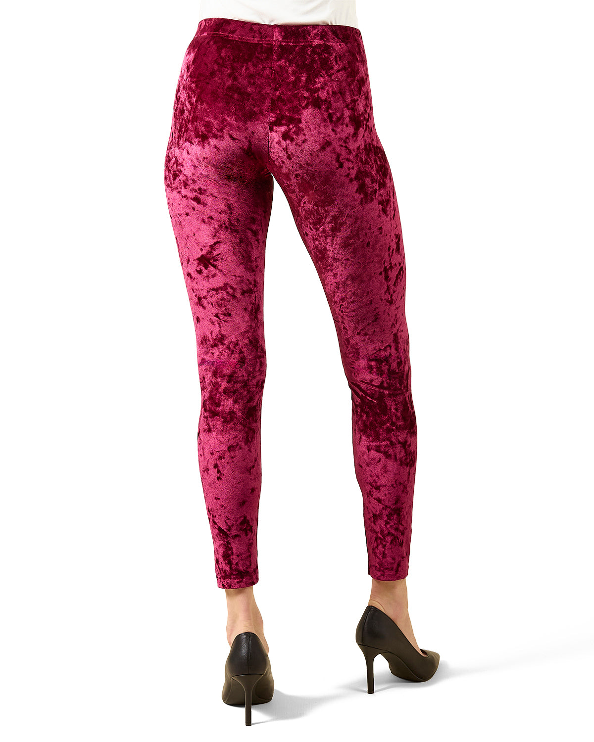 Crushed Velvet Stretch Leggings : Color: Burgundy