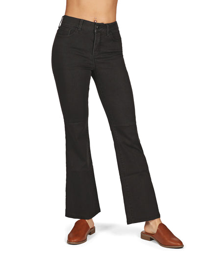 Sustainable Cotton Blend Fashion Denim Boot Cut Leggings : Color: Black
