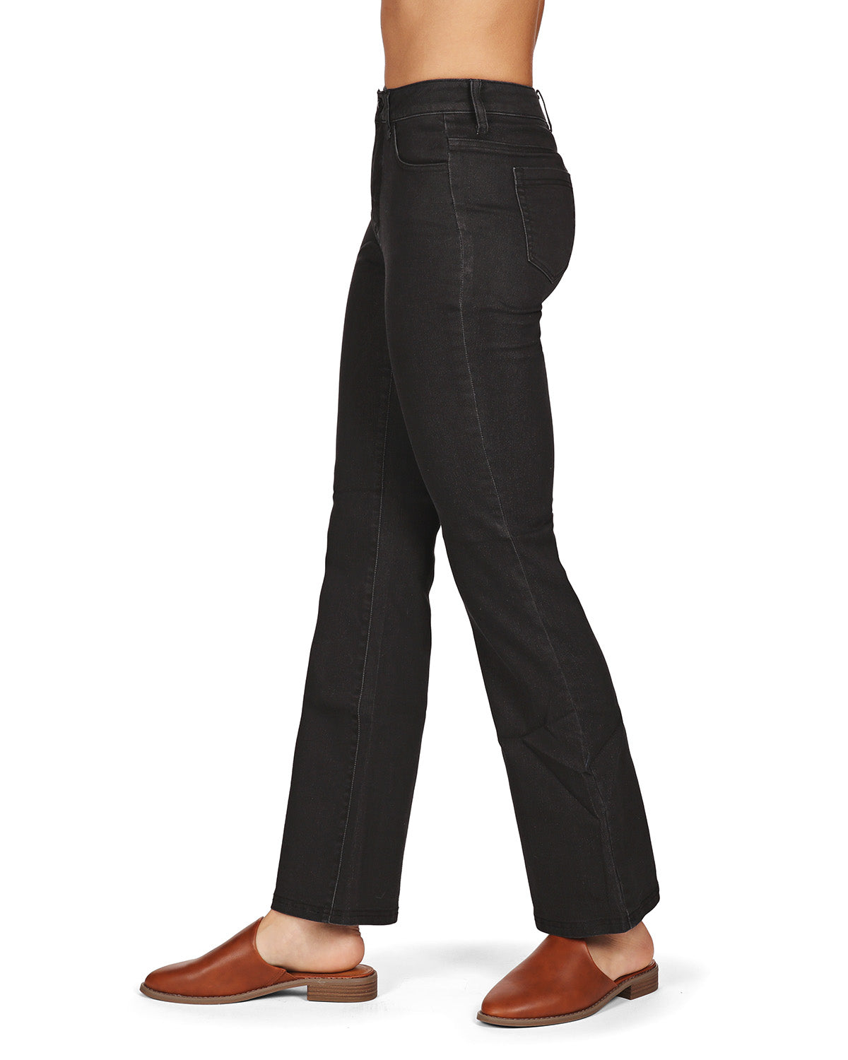 Sustainable Cotton Blend Fashion Denim Boot Cut Leggings : Color: Black
