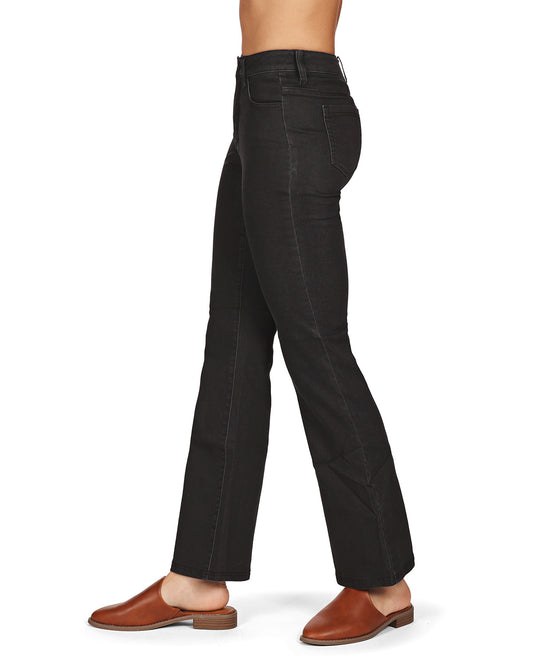 Sustainable Cotton Blend Fashion Denim Boot Cut Leggings : Color: Black
