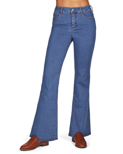 Sustainable Cotton Blend Fashion Denim Boot Cut Leggings : Color: Dark Wash
