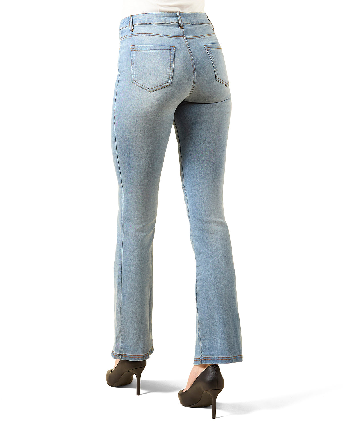 Sustainable Cotton Blend Fashion Denim Boot Cut Leggings : Color: Medium Wash
