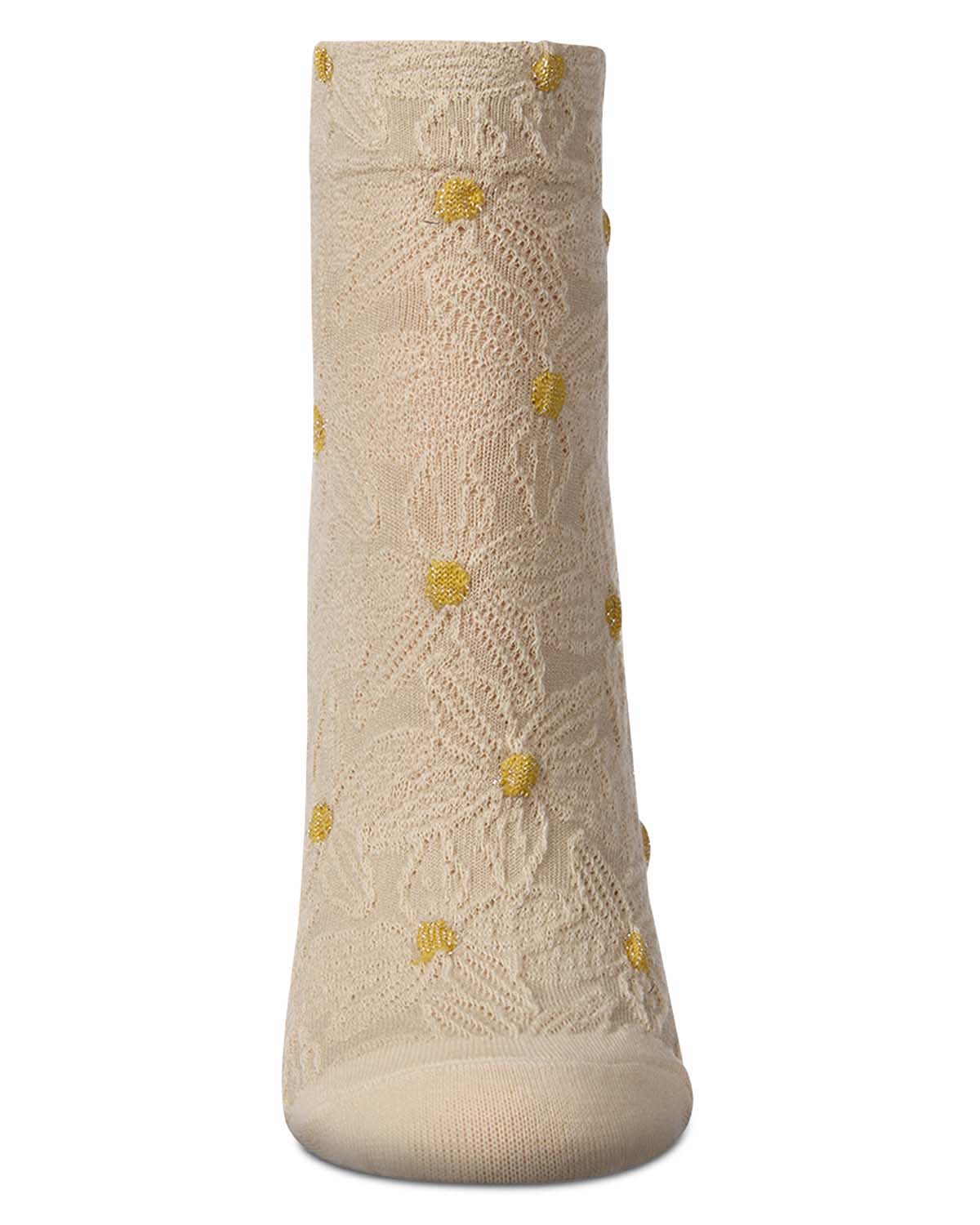 Women's Cotton-Rich Floral 3D-Textured Shortie Ankle Sock