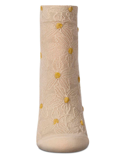 Women's Cotton-Rich Floral 3D-Textured Shortie Ankle Sock