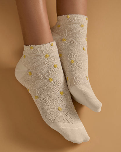 Women's Cotton-Rich Floral 3D-Textured Shortie Ankle Sock