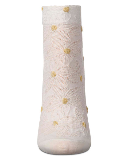 Women's Cotton-Rich Floral 3D-Textured Shortie Ankle Sock