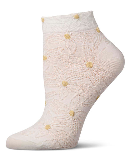 Women's Cotton-Rich Floral 3D-Textured Shortie Ankle Sock