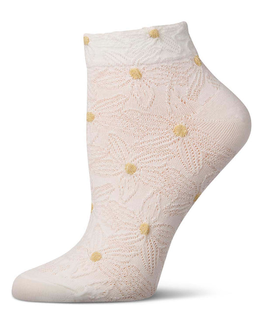 Women's Cotton-Rich Floral 3D-Textured Shortie Ankle Sock