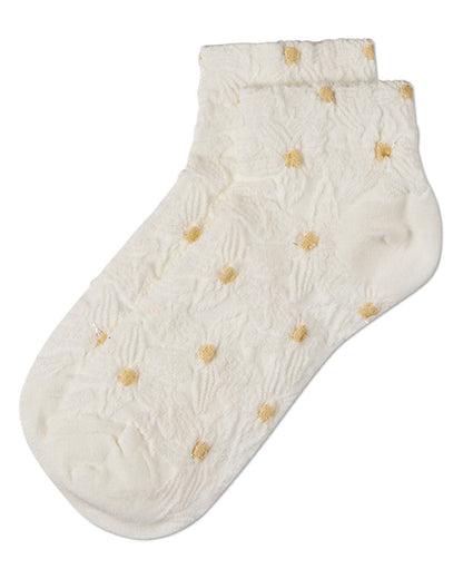 Women's Cotton-Rich Floral 3D-Textured Shortie Ankle Sock