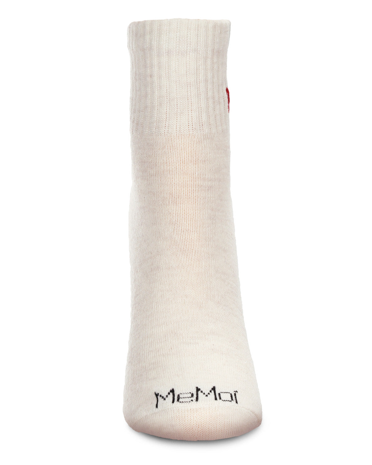 Women's Cherry Embroidery Athletic Quarter Socks : Color: Oatmeal Heather