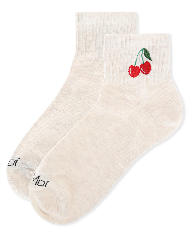 Women's Cherry Embroidery Athletic Quarter Socks
