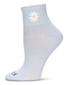 Women's Daisy Embroidery Athletic Quarter Socks : Color: Periwinkle
